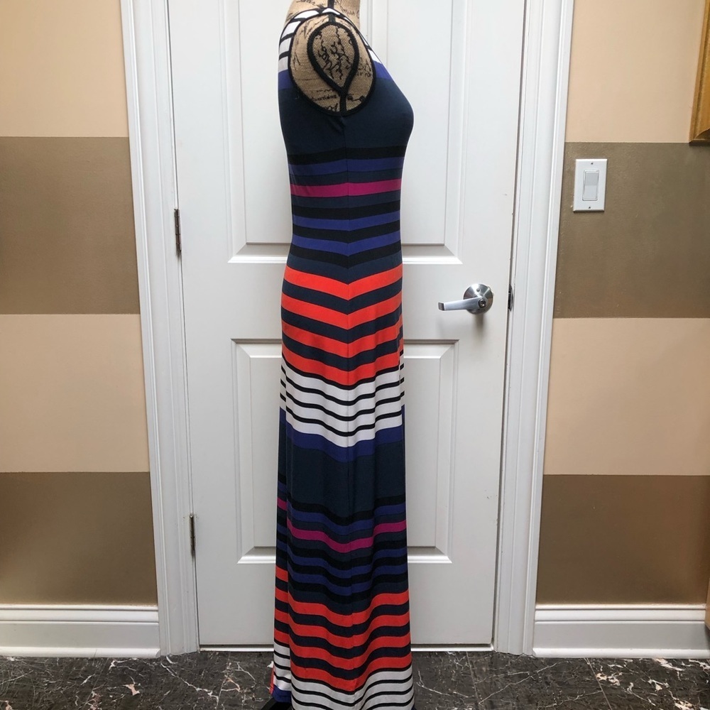 ♥️ Calvin Klein Striped Maxi Dress Size 2 - Picture 3 of 10